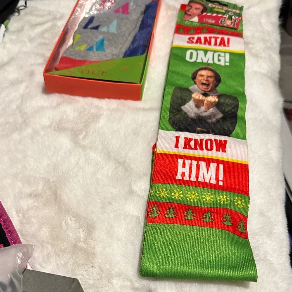 NWT ELF Festive Knee Socks & FA LA LA Sock Set